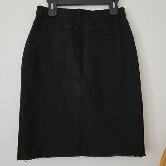 Happily Grey Black Denim/Jean Mini Skirt Front Slit NWT 7/27 - Picture 7 of 11